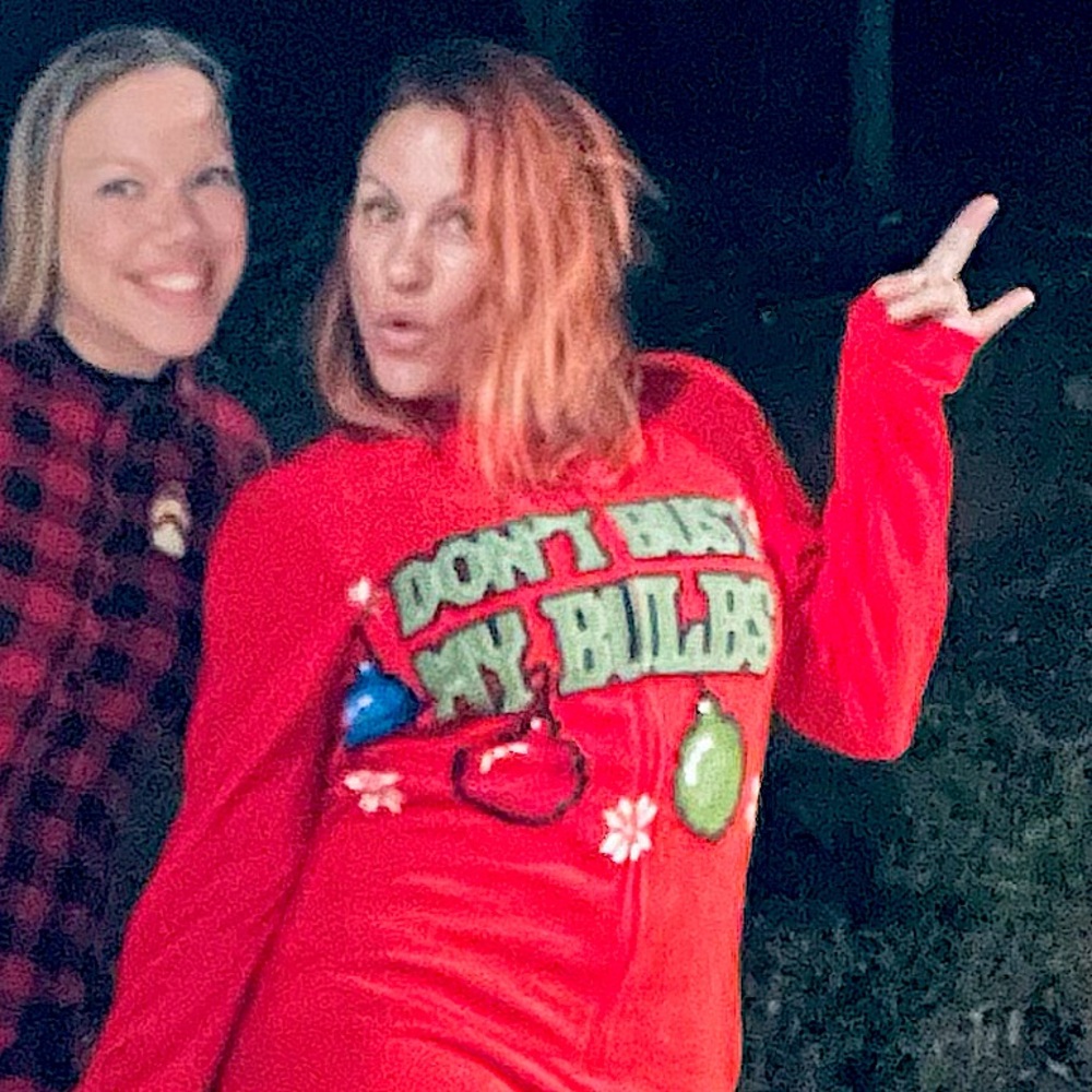 “Don’t bust my bulbs” red adult onsie